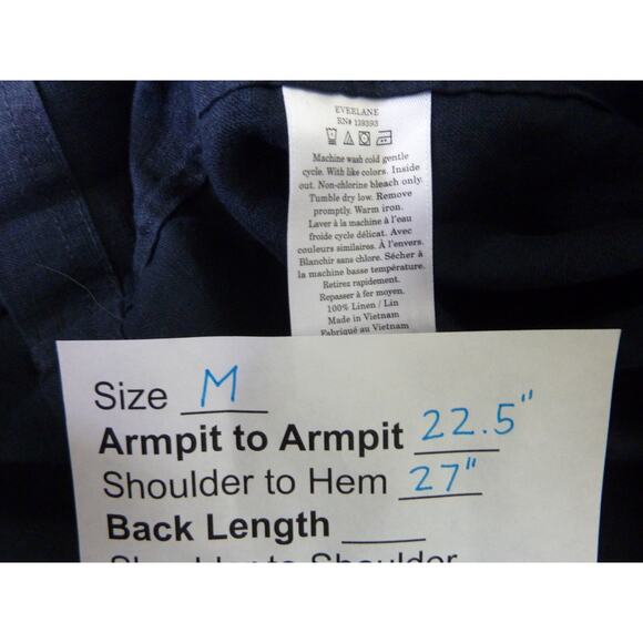 NWT Everlane Navy Blue Short Sleeve Button Down Linen Cargo Camp Shirt M - Picture 6 of 6